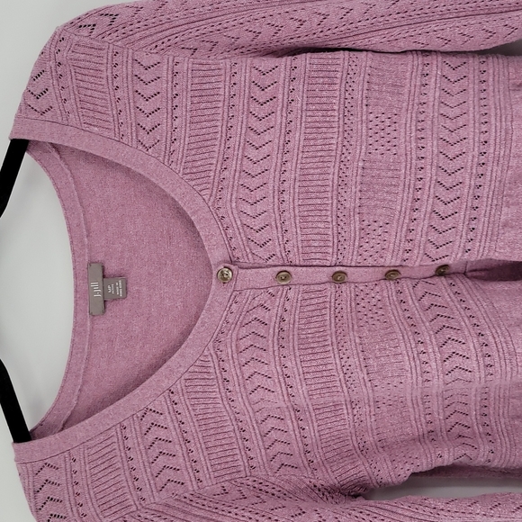 J Jill Cotton Angora Rabbit Blend Blouse Bell Scalloped Cuffs Scoop Neck Size MP - Picture 2 of 9